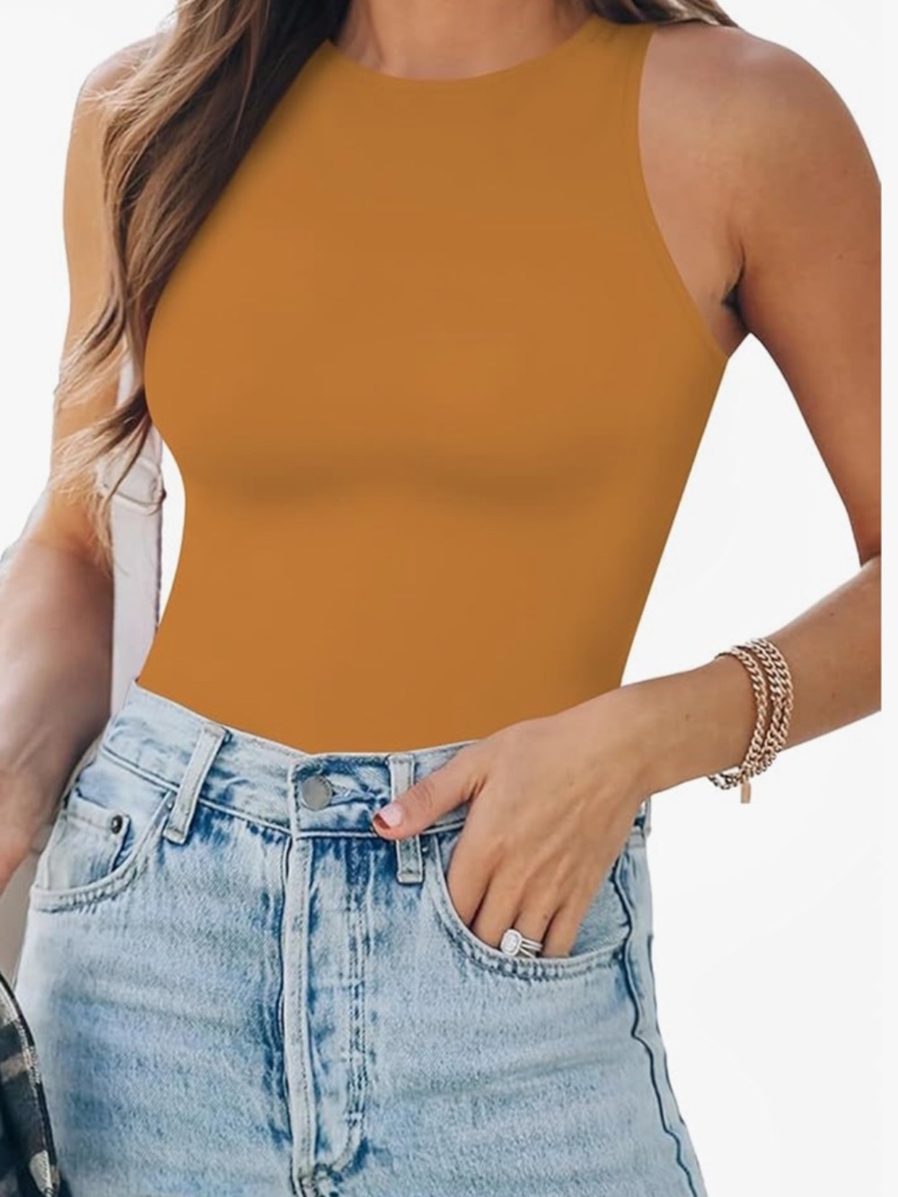 Mangopop Crewneck Tank Top Bodysuit NWOT